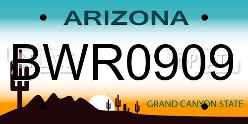 BWR0909 Arizona License Plate