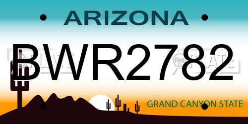 BWR2782 Arizona License Plate
