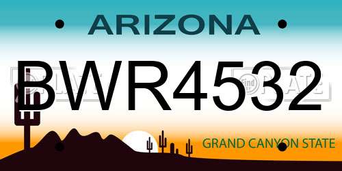 BWR4532 Arizona License Plate