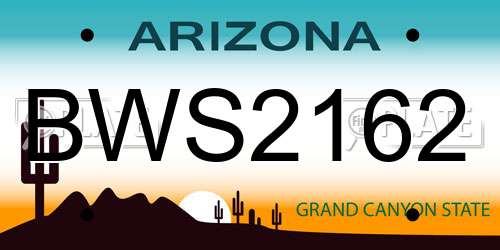 BWS2162 Arizona License Plate