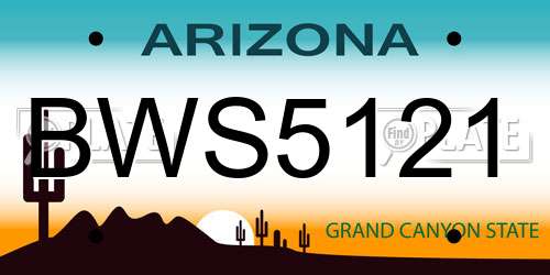 BWS5121 Arizona License Plate