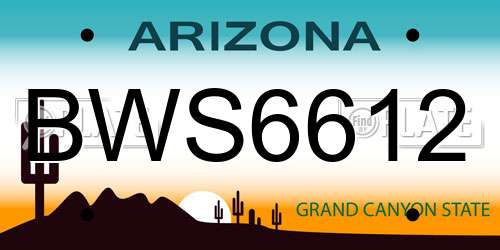 BWS6612 Arizona License Plate