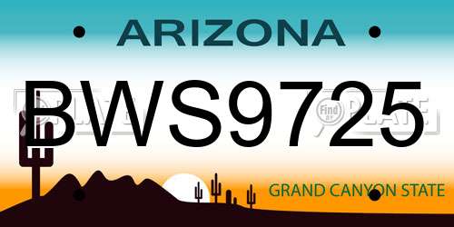 BWS9725 Arizona License Plate