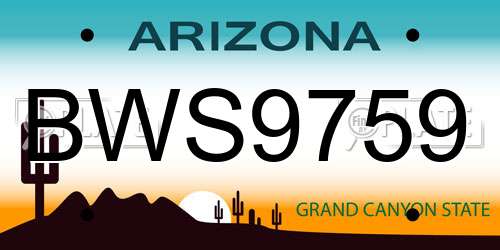 BWS9759 Arizona License Plate