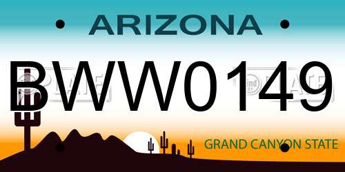 BWW0149 Arizona License Plate