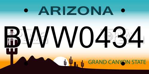 BWW0434 Arizona License Plate