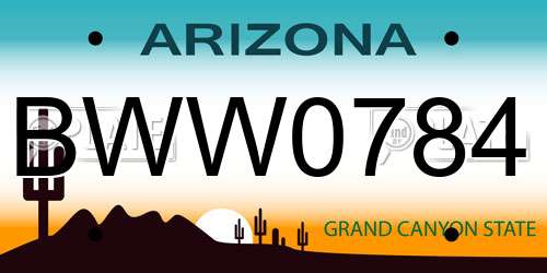 BWW0784 Arizona License Plate