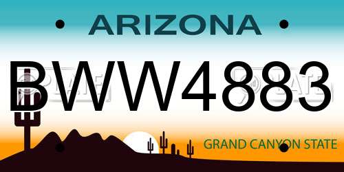 BWW4883 Arizona License Plate