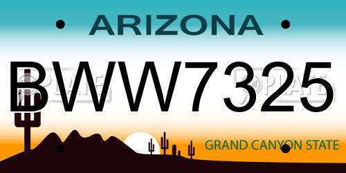 BWW7325 Arizona License Plate