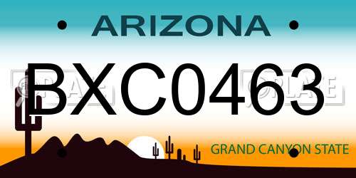 BXC0463 Arizona License Plate