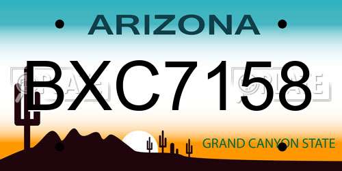 BXC7158 Arizona License Plate