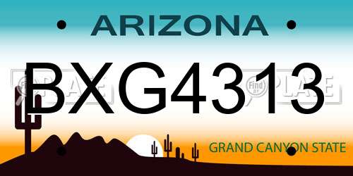 BXG4313 Arizona License Plate
