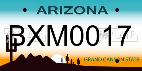 BXM0017 Arizona License Plate