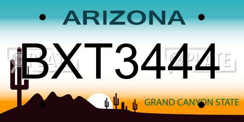 BXT3444 Arizona License Plate