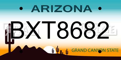 BXT8682 Arizona License Plate