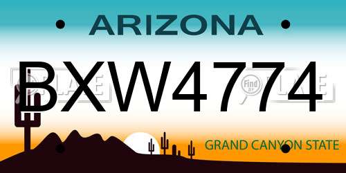 BXW4774 Arizona License Plate