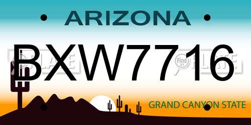 BXW7716 Arizona License Plate
