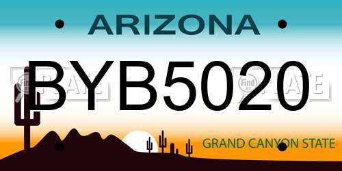 BYB5020 Arizona License Plate
