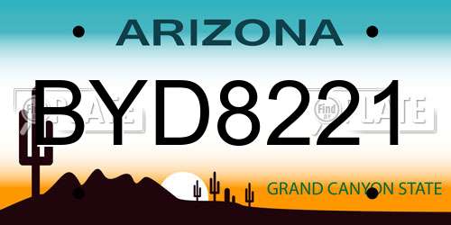 BYD8221 Arizona License Plate