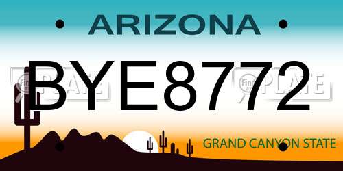BYE8772 Arizona License Plate