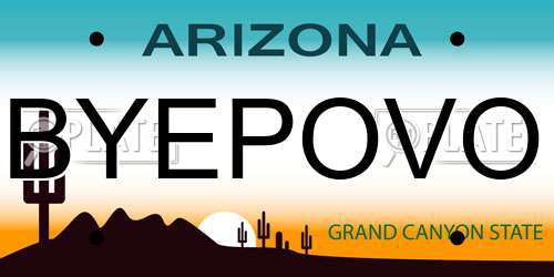 BYEPOVO Arizona License Plate