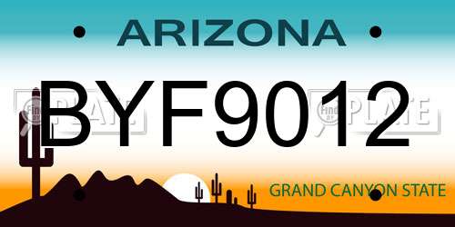 BYF9012 Arizona License Plate