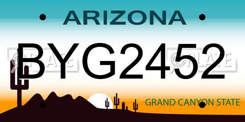 BYG2452 Arizona License Plate