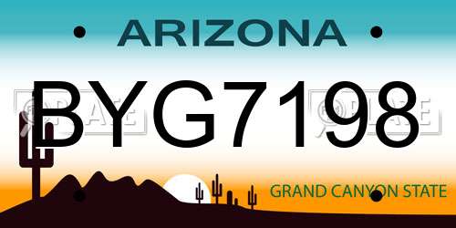 BYG7198 Arizona License Plate