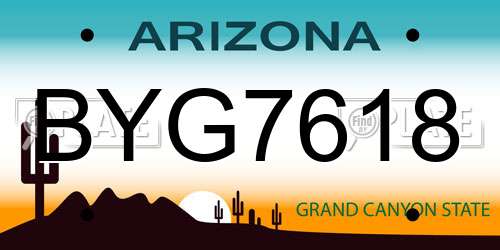 BYG7618 Arizona License Plate