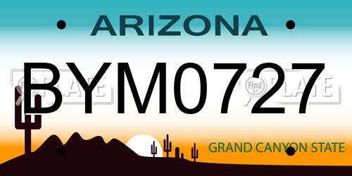 BYM0727 Arizona License Plate