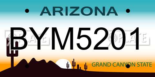 BYM5201 Arizona License Plate