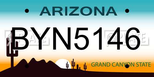 BYN5146 Arizona License Plate