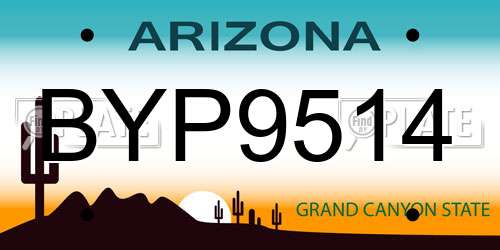 BYP9514 Arizona License Plate