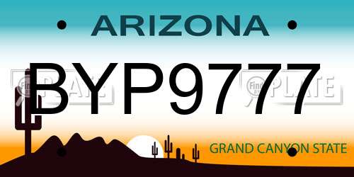 BYP9777 Arizona License Plate