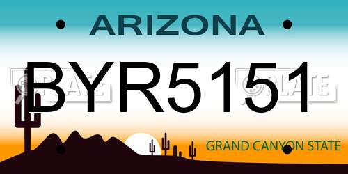 BYR5151 Arizona License Plate