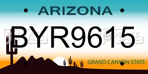 BYR9615 Arizona License Plate