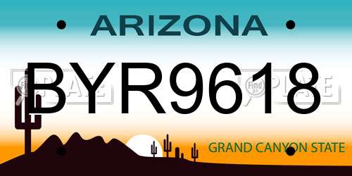 BYR9618 Arizona License Plate