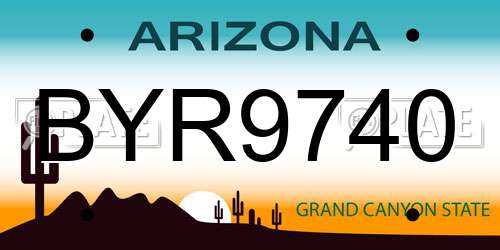 BYR9740 Arizona License Plate