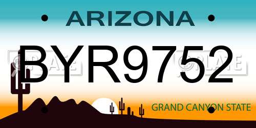 BYR9752 Arizona License Plate