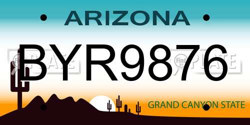 BYR9876 Arizona License Plate