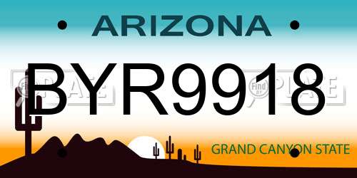 BYR9918 Arizona License Plate