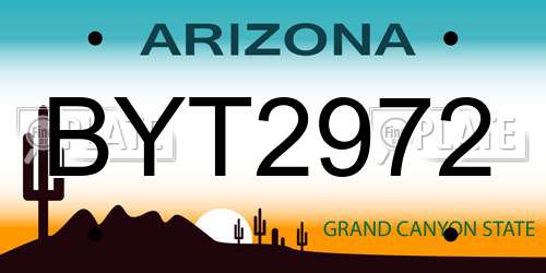 BYT2972 Arizona License Plate