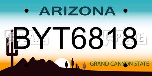 BYT6818 Arizona License Plate