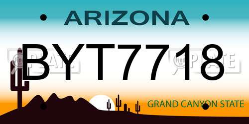 BYT7718 Arizona License Plate