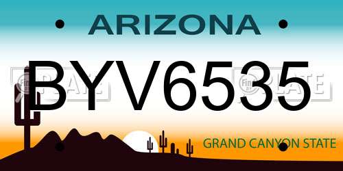 BYV6535 Arizona License Plate