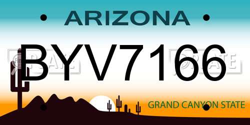 BYV7166 Arizona License Plate