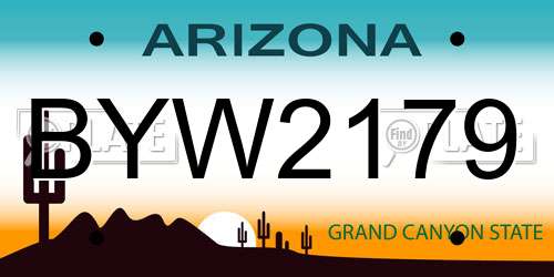 BYW2179 Arizona License Plate