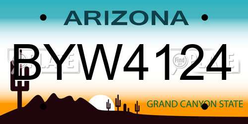 BYW4124 Arizona License Plate