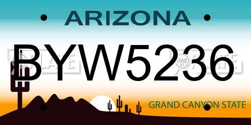 BYW5236 Arizona License Plate