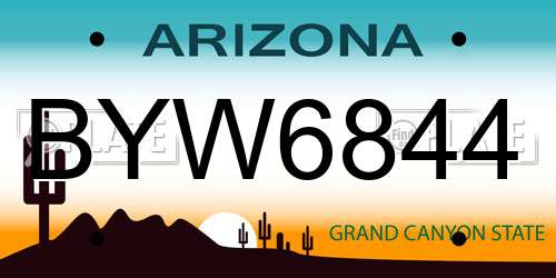 BYW6844 Arizona License Plate